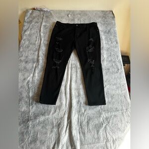 MAN BOOHOO MENS BLACK DISTRESSED DENIM JEANS SZ 46